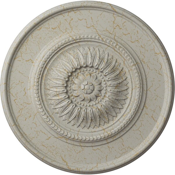 Ekena Millwork Large Floral Ceiling Medallion, Hand-Painted Pot of Cream Crackle, 41 1/8"OD x 2 1/2"P CM41FLPCC - main